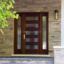 Solid Wooden Entry Door Western Style Mahogany with Glass Window Sliding Door Hardware Is Available Solid Wood UNIQ Swing door